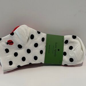 NWT Kate Spade 3 Pack Quarter Socks in Black & White, Black and Red.